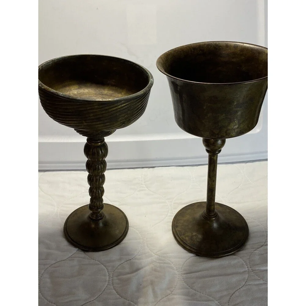2 Maitland Smith Heavy Brass Candle Holders 11-11.5”Handmade In The Philippines